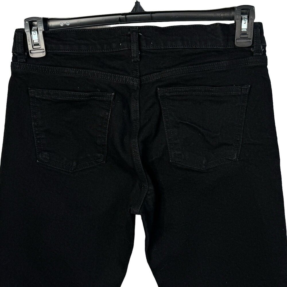 Zara SZ 6 The Disco Pant Jeans Mid-Rise Frayed Hems Zip-Fly Bootcut Black Womens - Picture 5 of 8